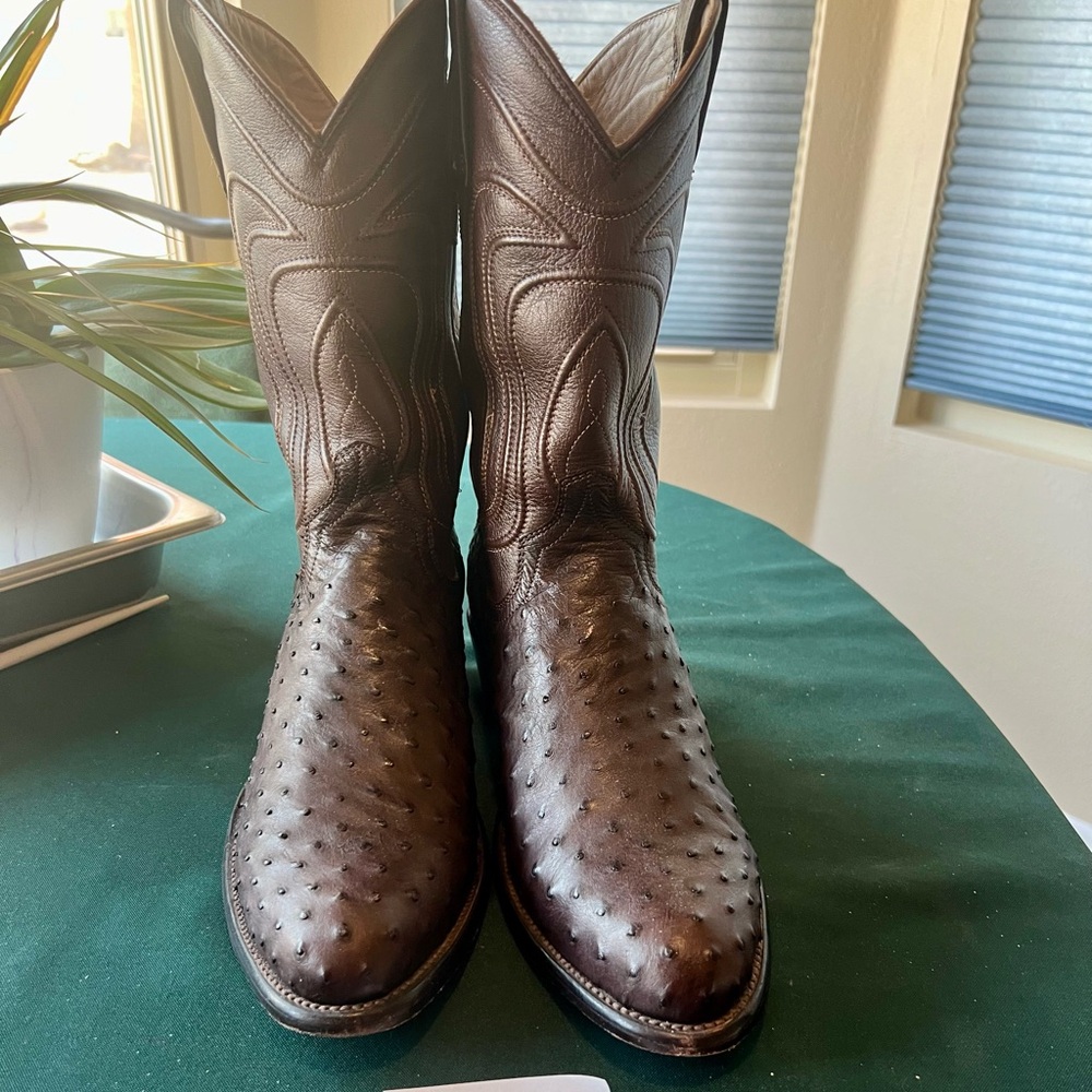 Classy Chocolate Ostrich Tecovas Boots 12D